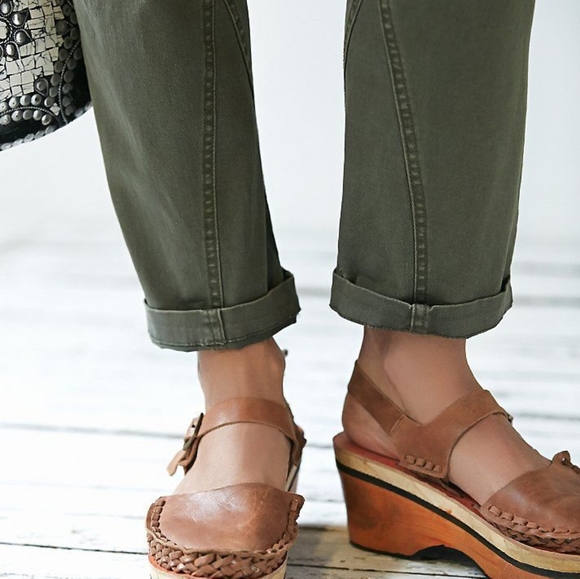 Free People Magnolia Slope Wooden Clogs platform wedge sandals shoes boho Hippie - Picture 5 of 16